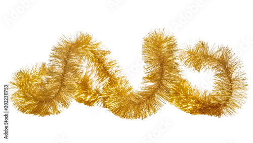 Картината върху платно Isolated bright metallic golden tinsel garland festive holiday season celebration element