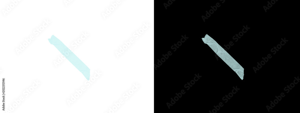 Obraz premium Light Blue Diagonal Torn Paper Strip on White and Black Background