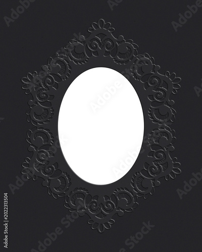 Black Embossed Oval Frame