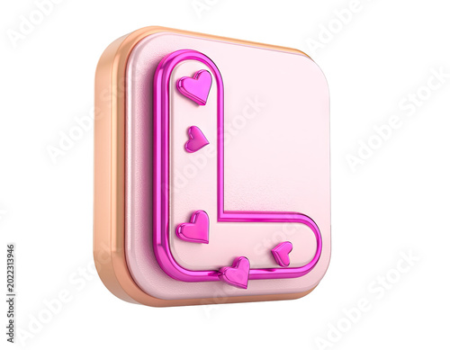 3D Pink Letter L with Hearts Icon