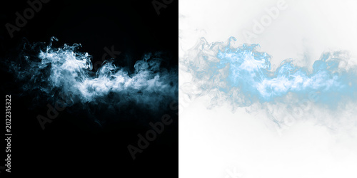 Fotografía Light blue smoke shape on transparent background with soft edges and wisps that