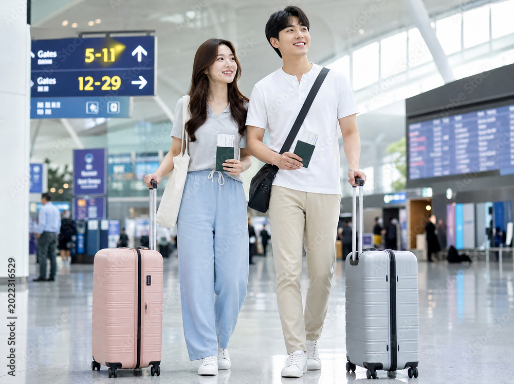 Fototapeta premium 공항의 여행 커플 / Travel Couple at Airport
