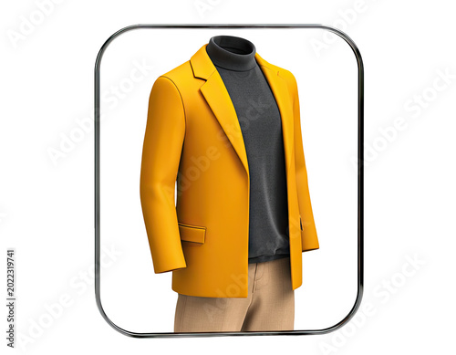 Yellow Blazer Outfit with Turtleneck and Trousers