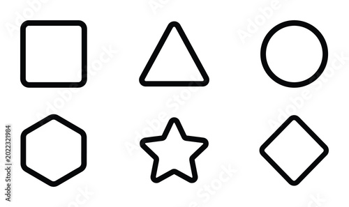 Fotografía Geometric Shapes Vector Icons, Basic Forms Set, Simple Outline Symbols for Desig