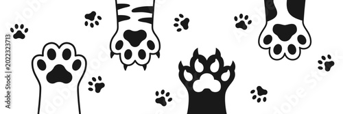 Cat and dog paw icon in flat style. Animal foot vector illustration on isolated background. Kitten and puppy paws sign business concept.