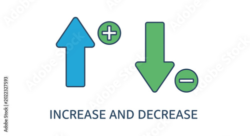 Fotografie increase and decrease icons with plus and minus signs