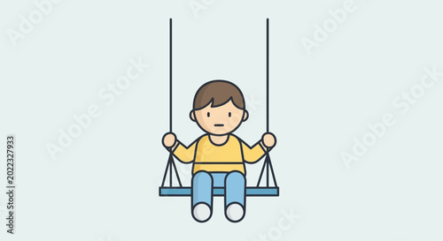 Photos Boy Sitting on a Swing Seat.