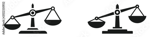 Foto Balance scales icons equilibrium and imbalance