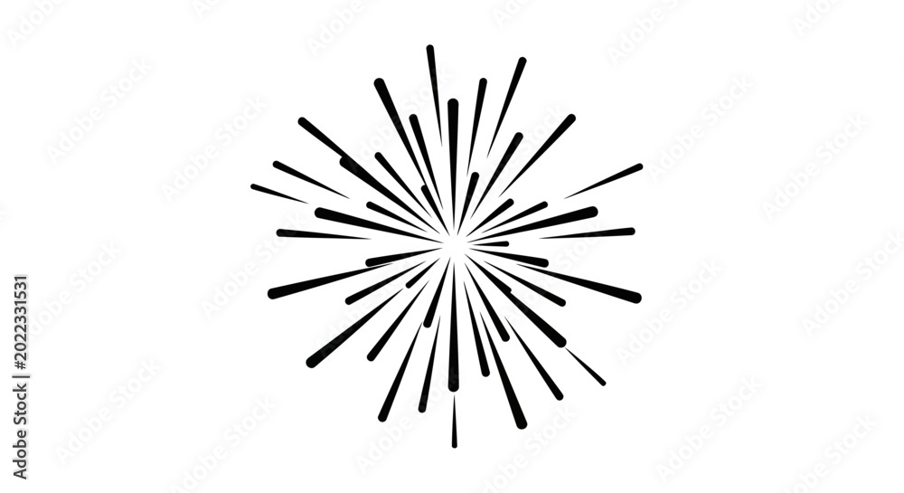 Fototapeta premium Black and white starburst sunburst radiating lines element.
