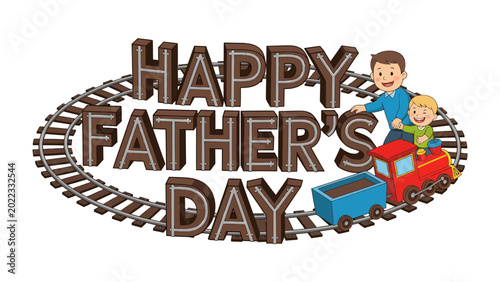 Foto Happy Father's Day: A joyful portrayal of a father and son enjoying a train ride together, celebrating the special bond on Father's Day