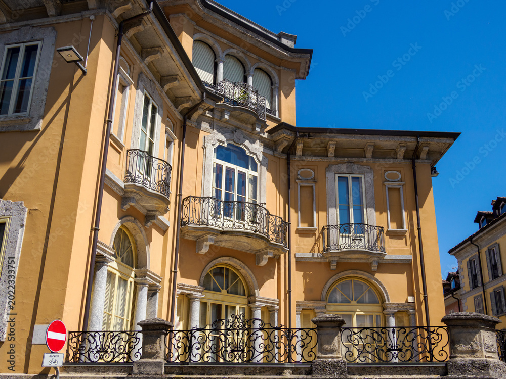 Fototapeta premium Historic buildings along Via XX Settembre in Lodi, Italy
