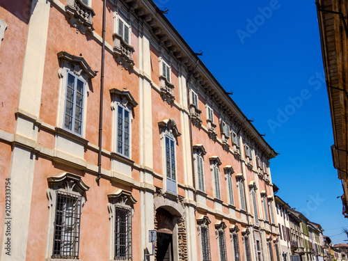 Historic buildings along Via XX Settembre in Lodi, Italy