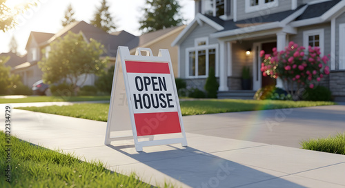 Real Estate Open House A-Frame Sign on Residential Sidewalk