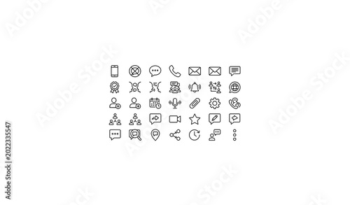 Chat Messaging Outline Icons Set Smartphone Communication Editable Stroke Vector