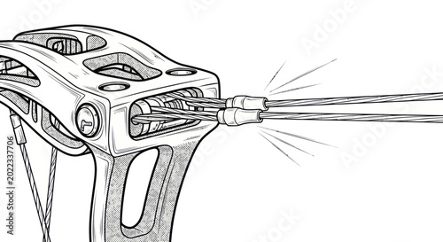 Bild auf Leinwand Compound Bow String Release Mechanism - Detailed Line Drawing