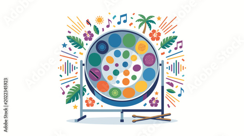 Foto Colorful Steel Pan Drum Instrument Illustration.