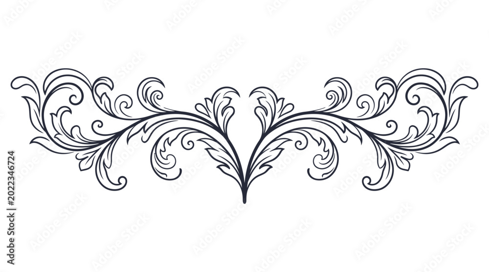 Fototapeta premium Ornate floral design element illustration.