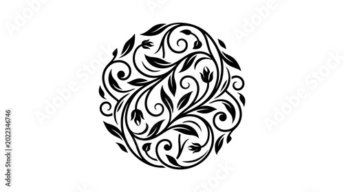 Intricate black floral design pattern.