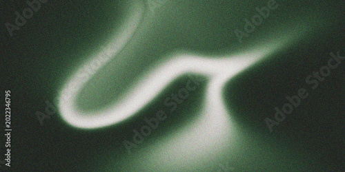 Abstract Dark Green Wave Background with Fluid Glowing Smoke Trail and Grain Texture