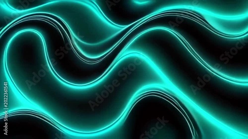 Abstract Cyan Liquid Neon Waves Loop Video Motion Graphic Background