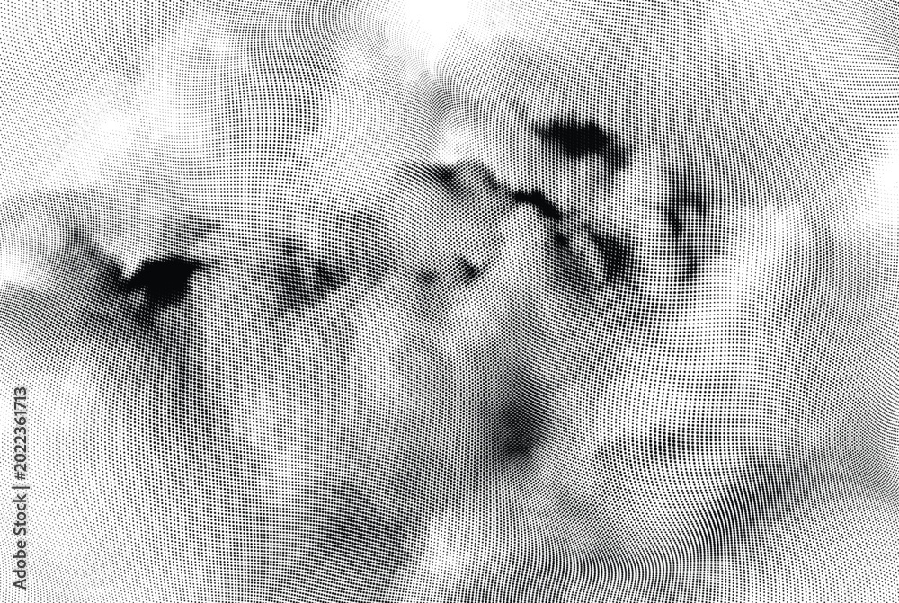 Fototapeta premium Halftone cloud formation with dramatic grayscale texture and atmospheric dot pattern.