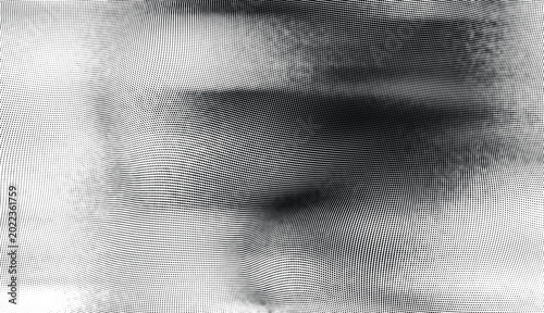 Photos Abstract distorted halftone texture with curved lines on transparent background