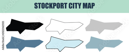 Foto Stockport city map outlines in various styles with geometric shapes and clean li