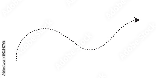 Dotted wavy arrow path isolated on transparent background