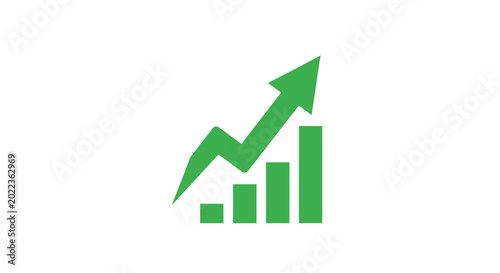 growth chart icon green financial statistics and progress symbol