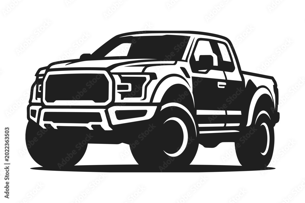 Fototapeta premium Perspective view of heavy pickup truck graphic icon