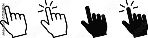 Konstfotografi Pointing hand icons with and without click effect black and white