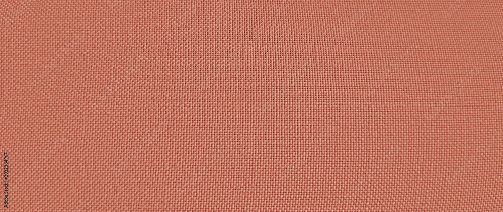 Fototapeta premium Terracotta linen fabric texture background, rustic burnt orange textile material close-up, natural woven cotton canvas surface for fashion and interior design