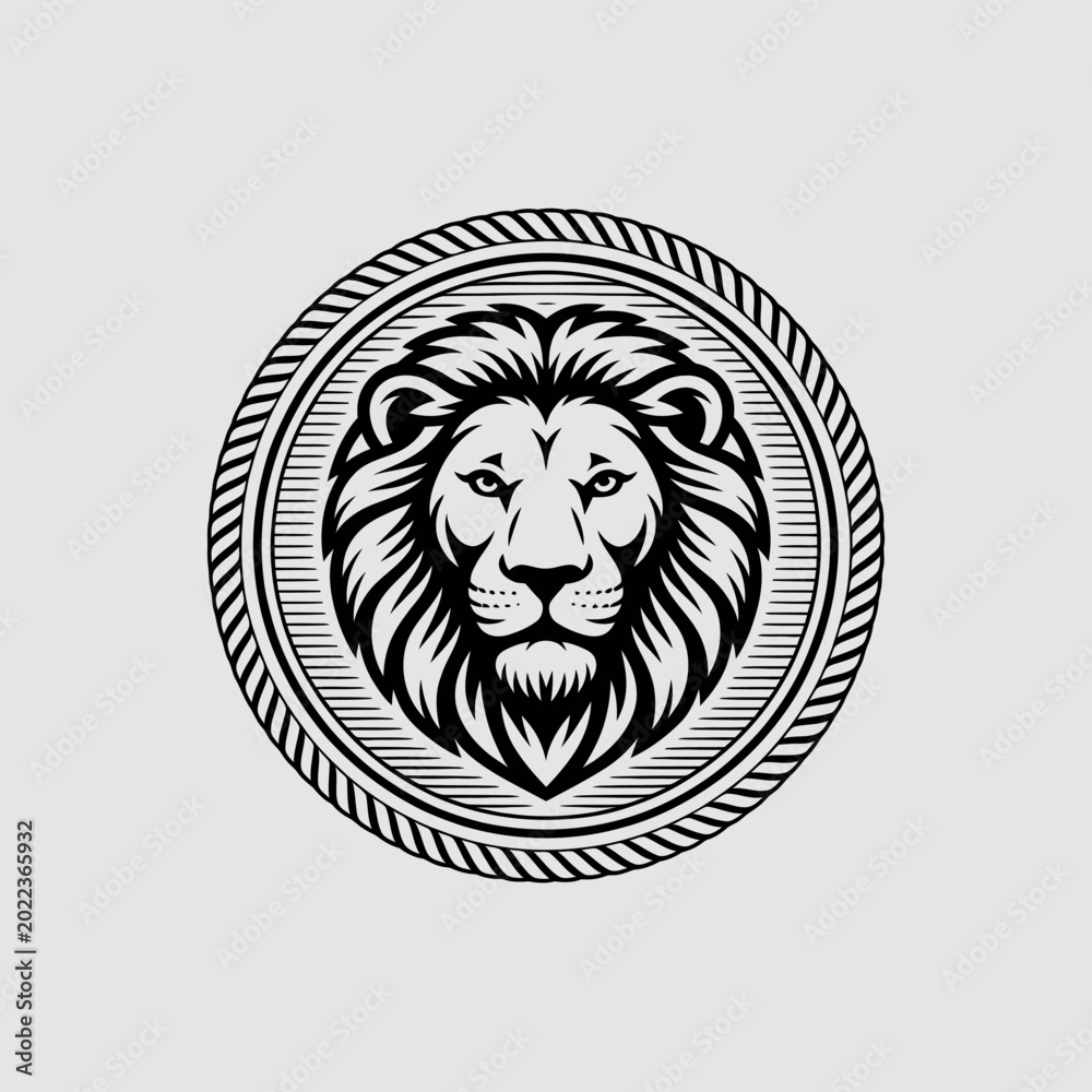 Obraz premium Black and white lion head drawing.