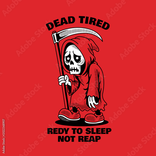 Fotografie Retro Cartoon dead tired Vector illustration