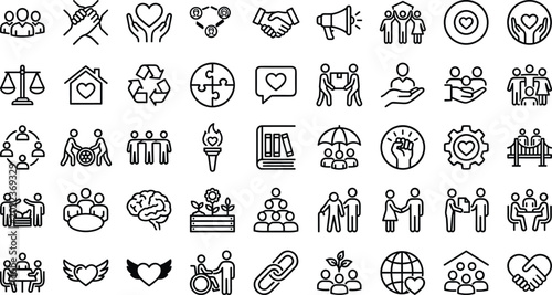 Foto Human Rights and Non Profit Organization Icon Set Featuring Community Care Chari