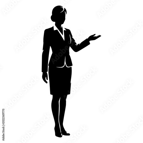 Elegant Silhouette of a Flight Attendant Welcoming Passengers