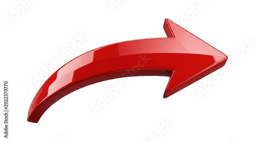 Shiny red arrow pointing right isolated on transparent background
