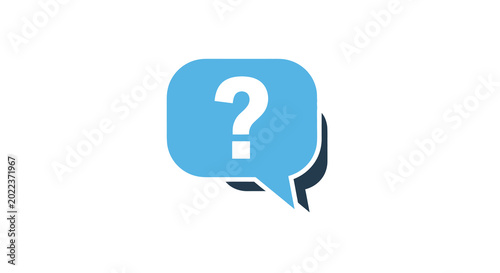 Question mark speech bubble icon blue and white design
