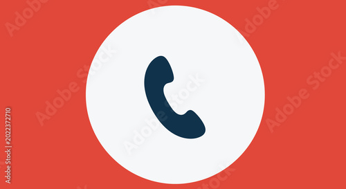 Foto telephone handset icon on white circle red background