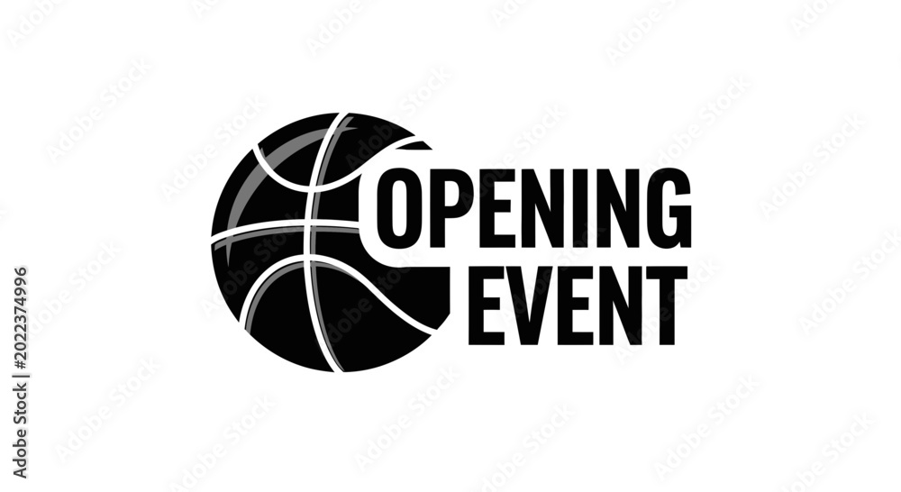 Fototapeta premium Basketball Opening Event Logo Design in Monochrome for Various Applications and Purposes