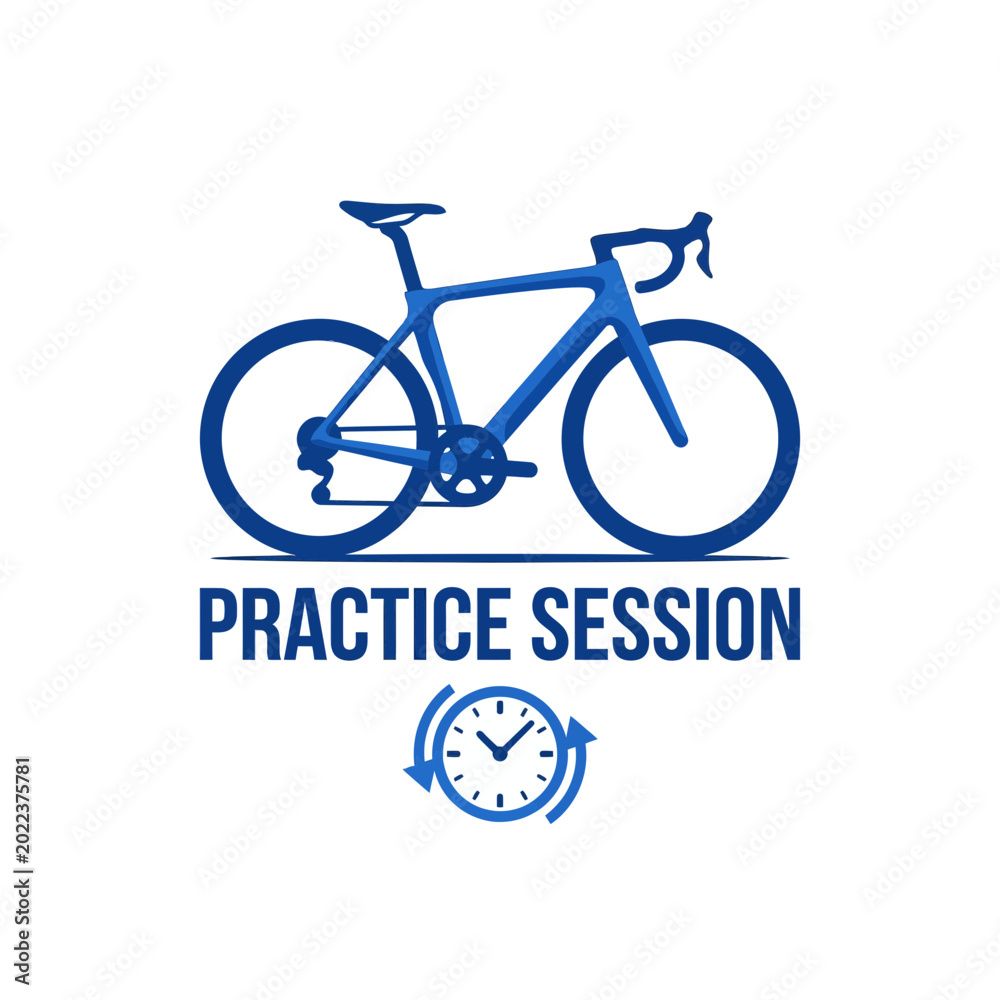 Fototapeta premium Bike Practice Session Illustration With Clock Symbol Indicating Time Management for Fitness