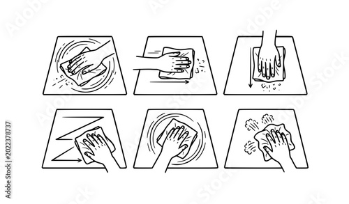 Quadro su tela Hand Washing Steps Vector Illustration with Six Actions Showing Proper Hygiene T