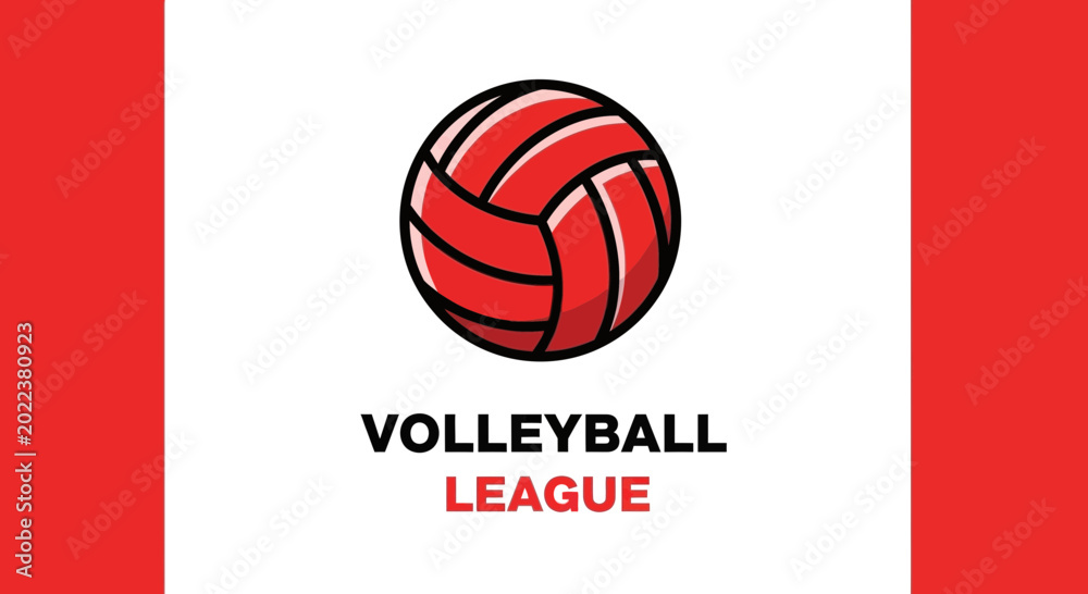 Fototapeta premium Bold Volleyball League Logo Design in Red and Black Colors with Emphasis on the Sport