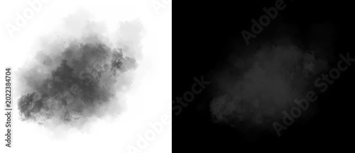 Atmospheric smoke cloud texture, realistic black and white steam puff, ethereal fog mist design elements for photo manipulation and compositing