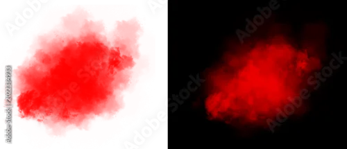 Panel kuchenny z motywem Red smoke cloud on white and black background, vibrant crimson vapor explosion, abstract colorful mist texture for design overlays