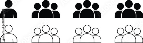 Tableau sur toile Collection of black and white human group with varying numbers