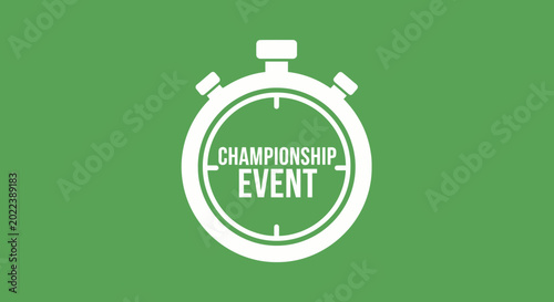 Championship Event Timing: A Clock Illustration on a Green Background, Competition Concept
