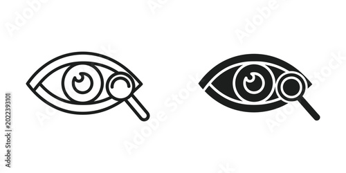Bild auf Leinwand Eye with magnifying glass showing close-up view