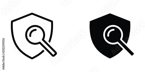 Bild auf Leinwand Search icon inside shield badge design