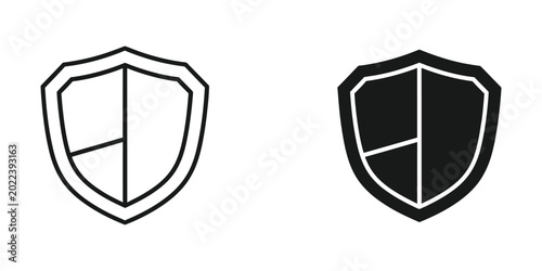 Konstfotografi Modern minimalist shield icon with cross design in black and white